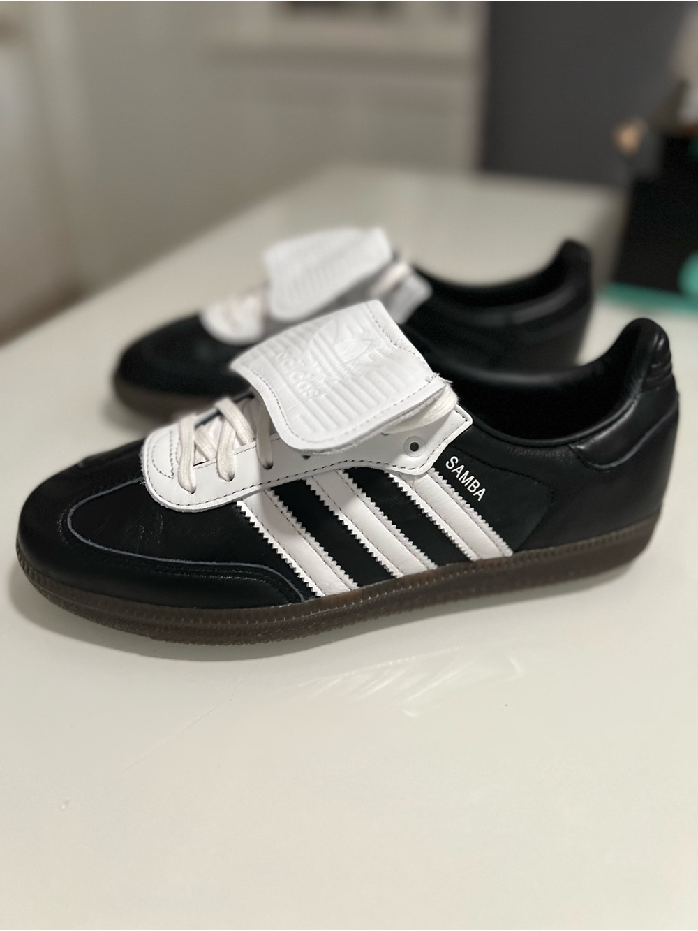 adidas Samba Men’s Black and White Leather Athletic Sneakers